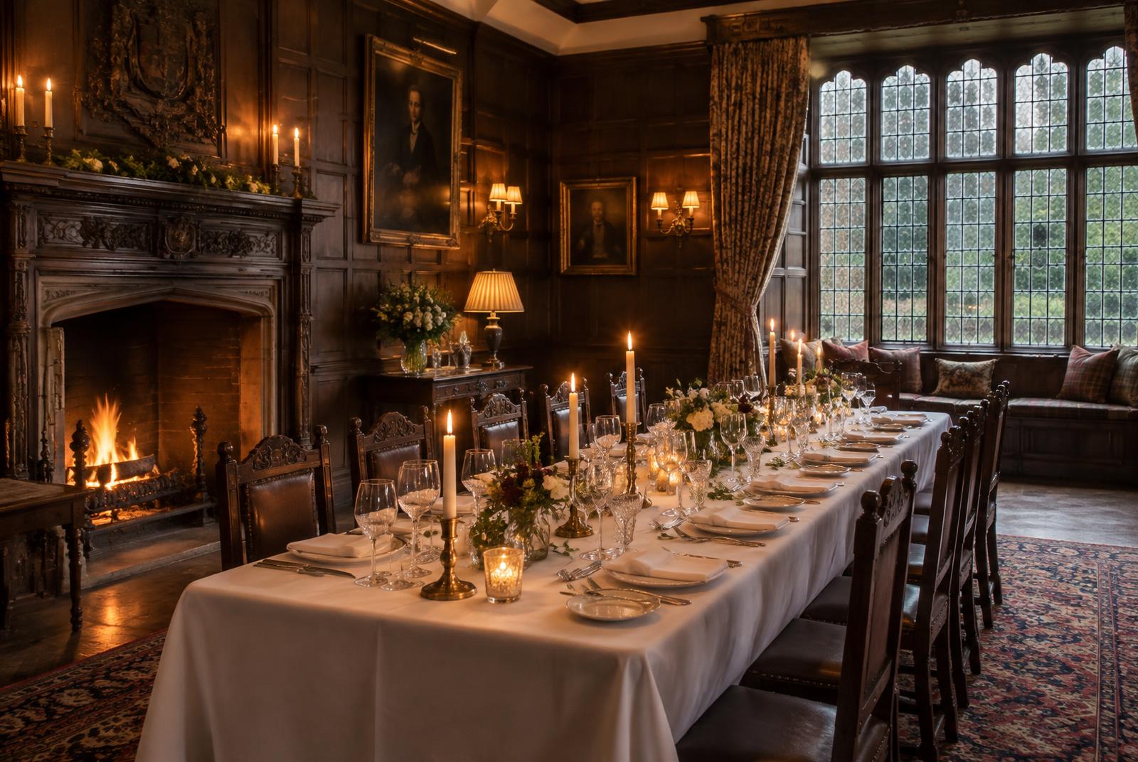 Wood-panelled dining room